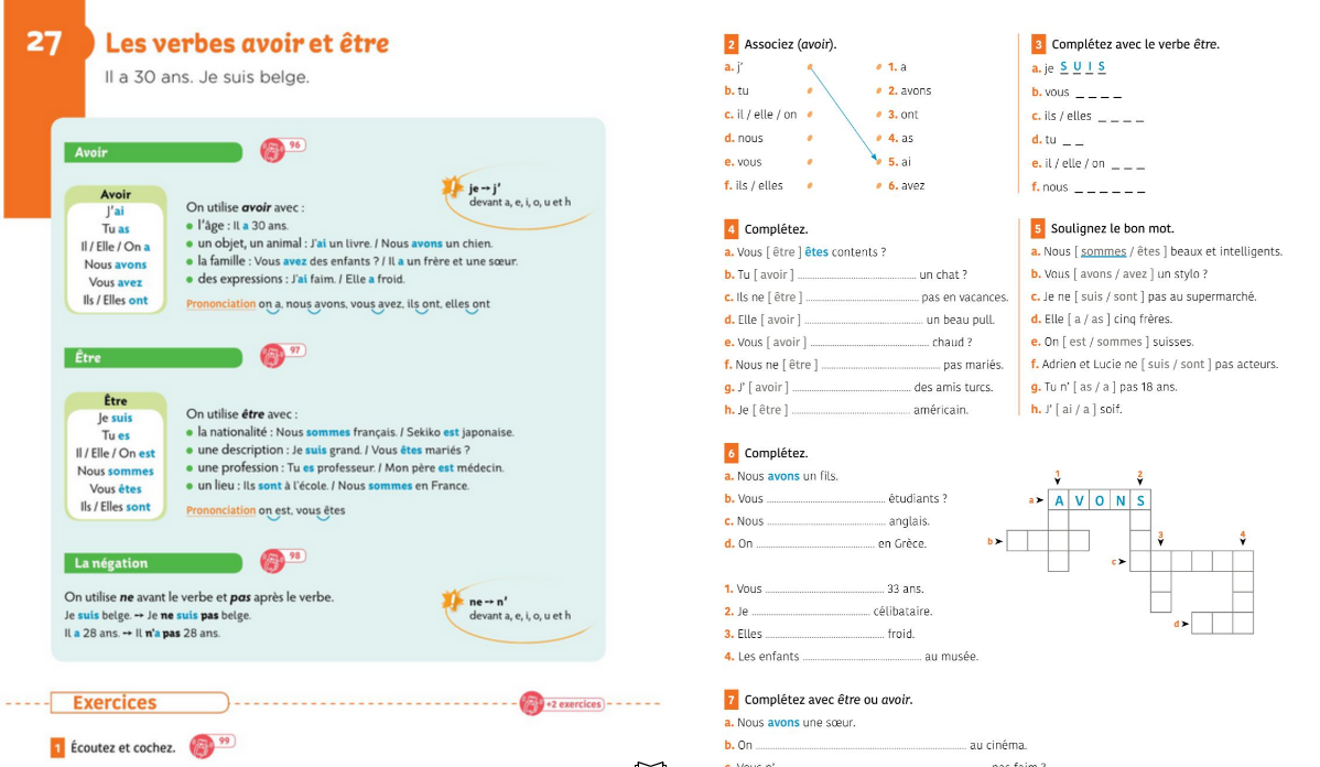 Exercices de Grammaire et Conjugaison A1